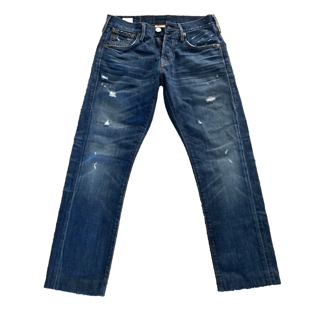 True Religion Men Geno Slim Fit Straight Jean Sz 29 Midnight Blue ButtonFly READ